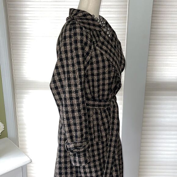 Nerazzurri Women’s S gorgeous Black and brown check long belted coat jacket - Picture 13 of 16
